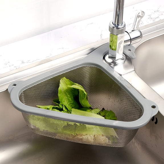 Kitchen Triangular Drain Strainer Set Multifunctional Hanging Food Catcher Trough for Household Water Channel