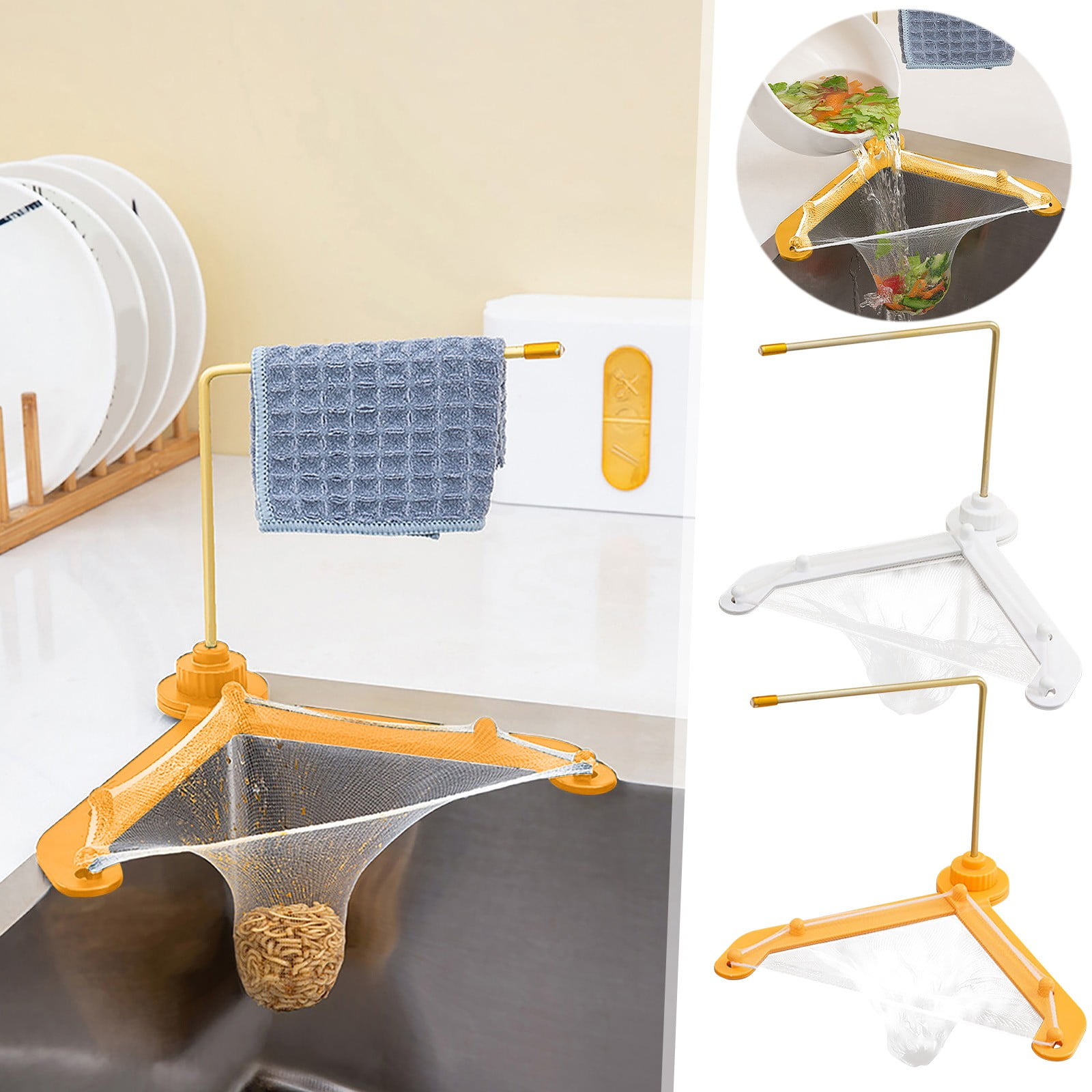 Fdiltration Rack Kitchen Triangular Sink Rack with Pole, Multifunctional Plastic Sink ...