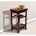 thumbnail image 1 of 19" Rolling Wooden Storage Cart Kitchen Trolley with Drawers and Wine Rack, 1 of 3