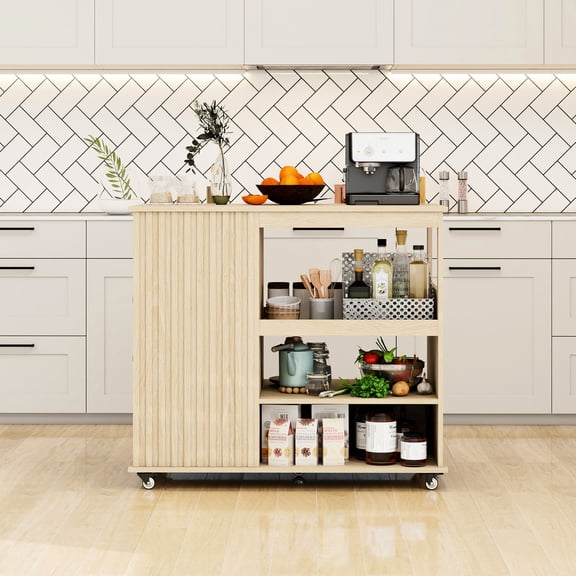 Kitchen Trolley With Storage And Wine Rack, Smooth Drawer Slides For Multipurpose Cart, Lockable Wheels, Convenient