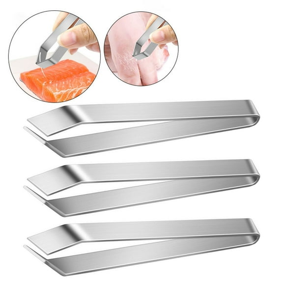Kitchen Tweezers-3pcs Stainless Steel Tweezers,Hand Tools Flat Wisking Tool Precision Tools Fishbone Removal Tool Fish Bone Clip Pin Bone Remover for Fish Salmon Fish Bone Pincer Food Tweezers Food