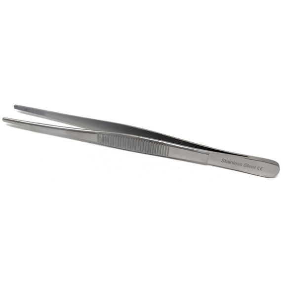 Kitchen Tweezers Stainless Steel Food Tongs Straight Serrated Tips 6" Tweezers for Culinary Chef Baker Tool