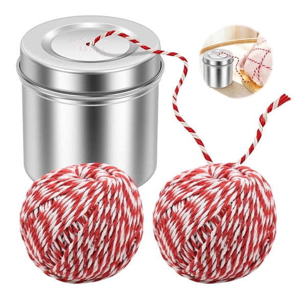 Kitchen Twine with Stainless Steel Dispenser 2 Pack 213FT Cooking Twine 2MM Natural Cotton Butcher Twines for Meat Turkey Roast & Kitchen Use Center Pull Butcher Twines for Cooking(White)