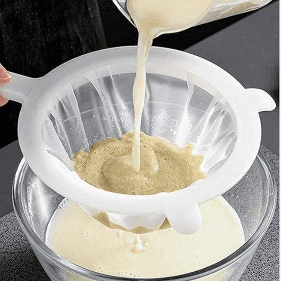 Kitchen Ultra-Fine Nylon Mesh Strainer Food Yogurt Mesh Sieve Plastic Mesh Colander with Handle Mini Brine Shrimp Separation Net for Filtering Juice Juice Milk Honey (200Mesh)