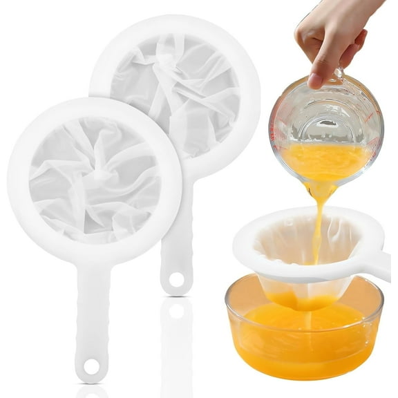 Kitchen Ultra-Fine Nylon Mesh Strainer I Plastic Sieve Fine Mesh Filter Spoon For Soy Milk Coffee Milk Yogurt Juice Kefir Honey Wine coladores de cocina (2PCS,100+200Mesh)