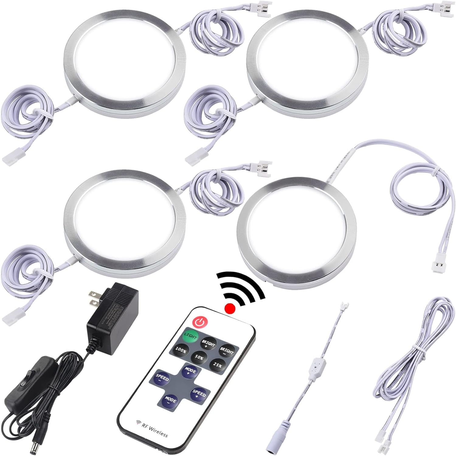 Kitchen Under Lights Kit, 120 Volt Wired LED Puck Display Cases