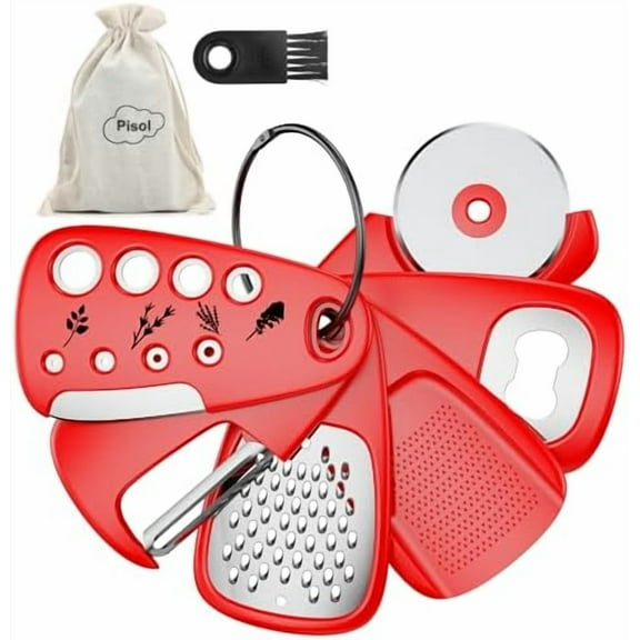 Kitchen Unique Gadgets Set 6 Pieces, Space Saving, Cheese Grater, Bottle Opener, Fruit Vegetable Peeler, Pizza Cutter, Garlic Ginger Grinder, Herb Stripper Gift Set$$Home Decor, Kitchen, & Other