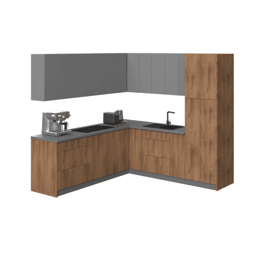 Kitchen Urban Collection Natural Teak & Gray Color Base Size 8x8Ft Wide