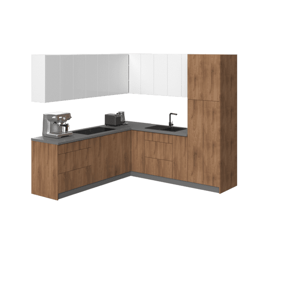 Kitchen Urban Collection Natural Teak & White Gloss Color Base Size 8x8Ft Wide