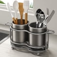 thumbnail image 1 of Kitchen Utensil Caddy,Stainless Steel Knife Spoon Drying Rack,Hygienic Countertop Tool Stand,Home Kitchen Cutlery Organizer Storage, 1 of 6