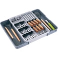 thumbnail image 1 of Kitchen Utensil Drawer Organizer, Removable 2-Tier Knife Holder, Expandable Cutlery Tray for Silverware, Flatware and Utensils, Large Kitchen Drawer Dividers for Spoons, Forks, Knives, Gray, 1 of 3