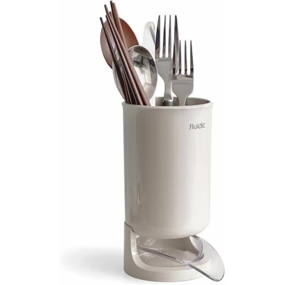 Utensil Drying Holder for Kitchen Counter, Self Draining, Small Utensil Cutlery Flatware Silverware Holder Drainer Cup, Beige, 1 ea$$Home Decor, Kitchen, & Other