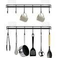 thumbnail image 1 of Kitchen Utensil Hanger, Adhesive Utensil Holder Wall Mount Kitchen Rack Rail with 12 Hooks, Space Saving and No Drilling, Black, 2 Pcs, 1 of 7