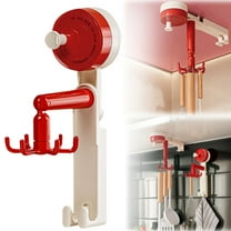 Kitchen Utensil Holder with 6 Hooks, Wall Mounted Suction Cup Organizer Rack - Stable Storage for Spatula, Ladle, Skimmer, Spoon in Kitchen, Bathroom, Dormitory