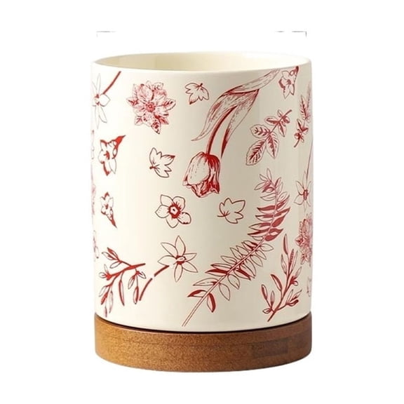 Kitchen Utensil Holder Ceramic for Countertop Utensil Organizer with Drain Tray