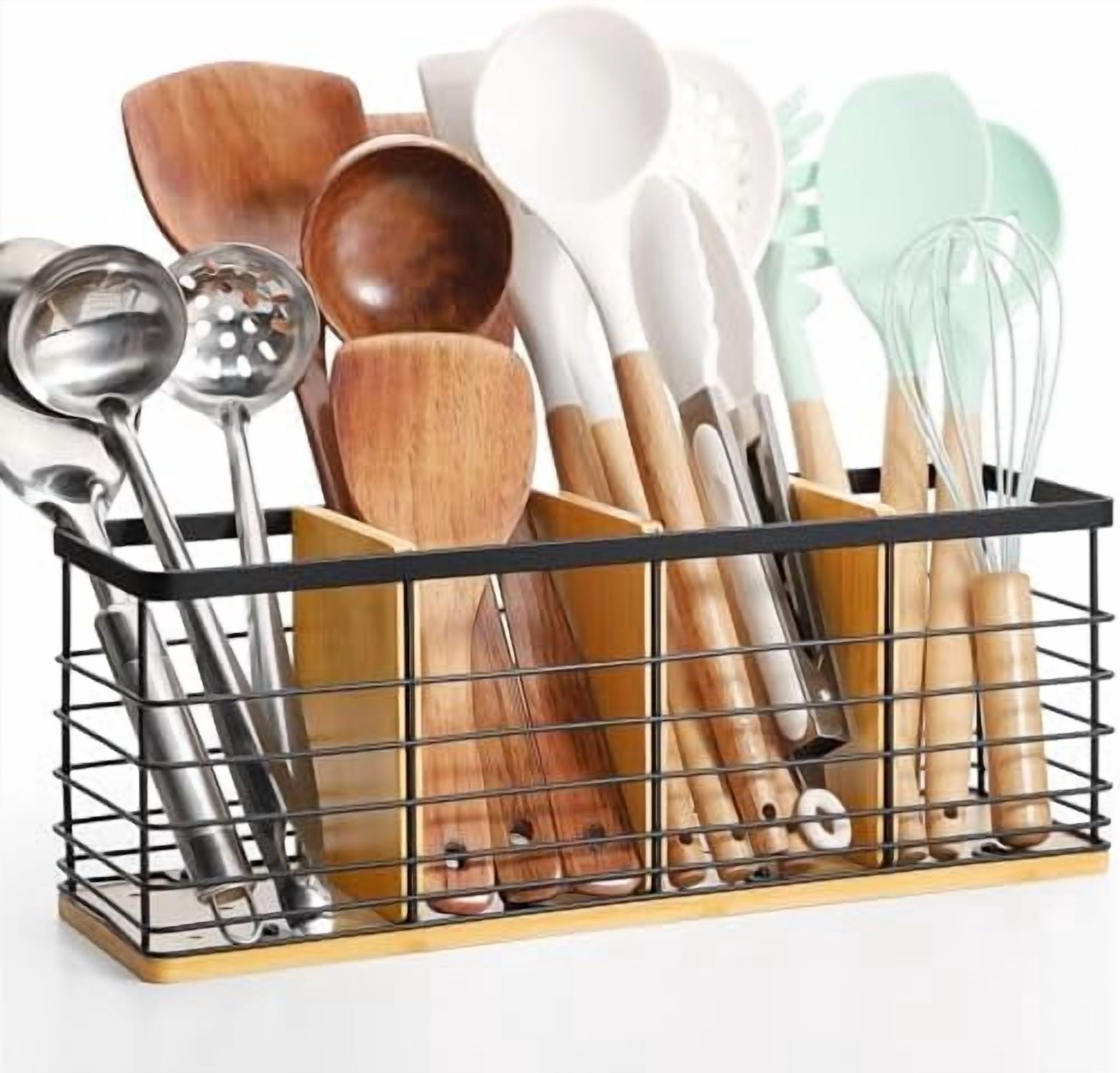 Kitchen Utensil Holder for Countertop - Large Matte Black Utensil ...