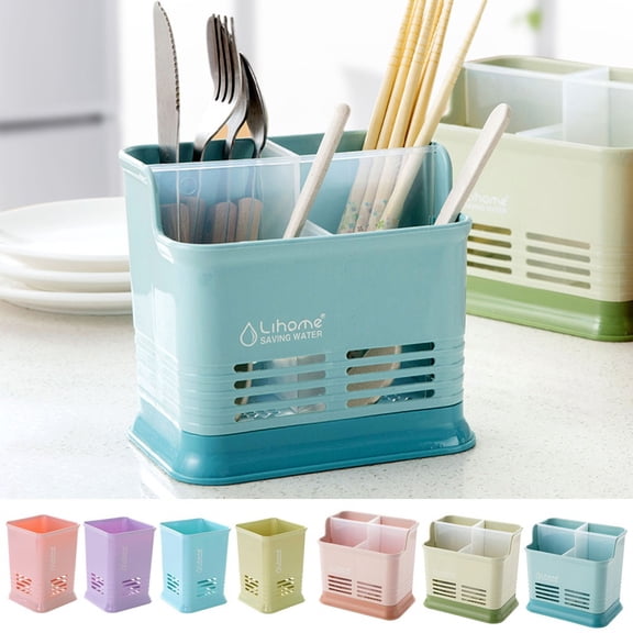 Kitchen Utensil Holder for Countertop, Multifunctional Draining Chopstick Cage, Multiple Ventilation Holes, Standing Cutlery Storage Organizer Caddy,Tableware Spoon Forks Storage Box