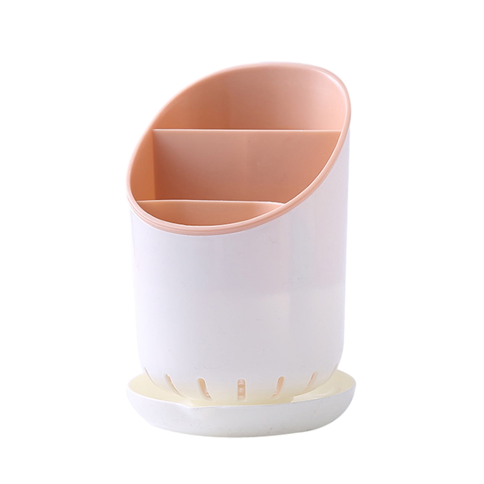 Kitchen Utensil Holder with Cover, 3 Compartment Countertop Plastic
