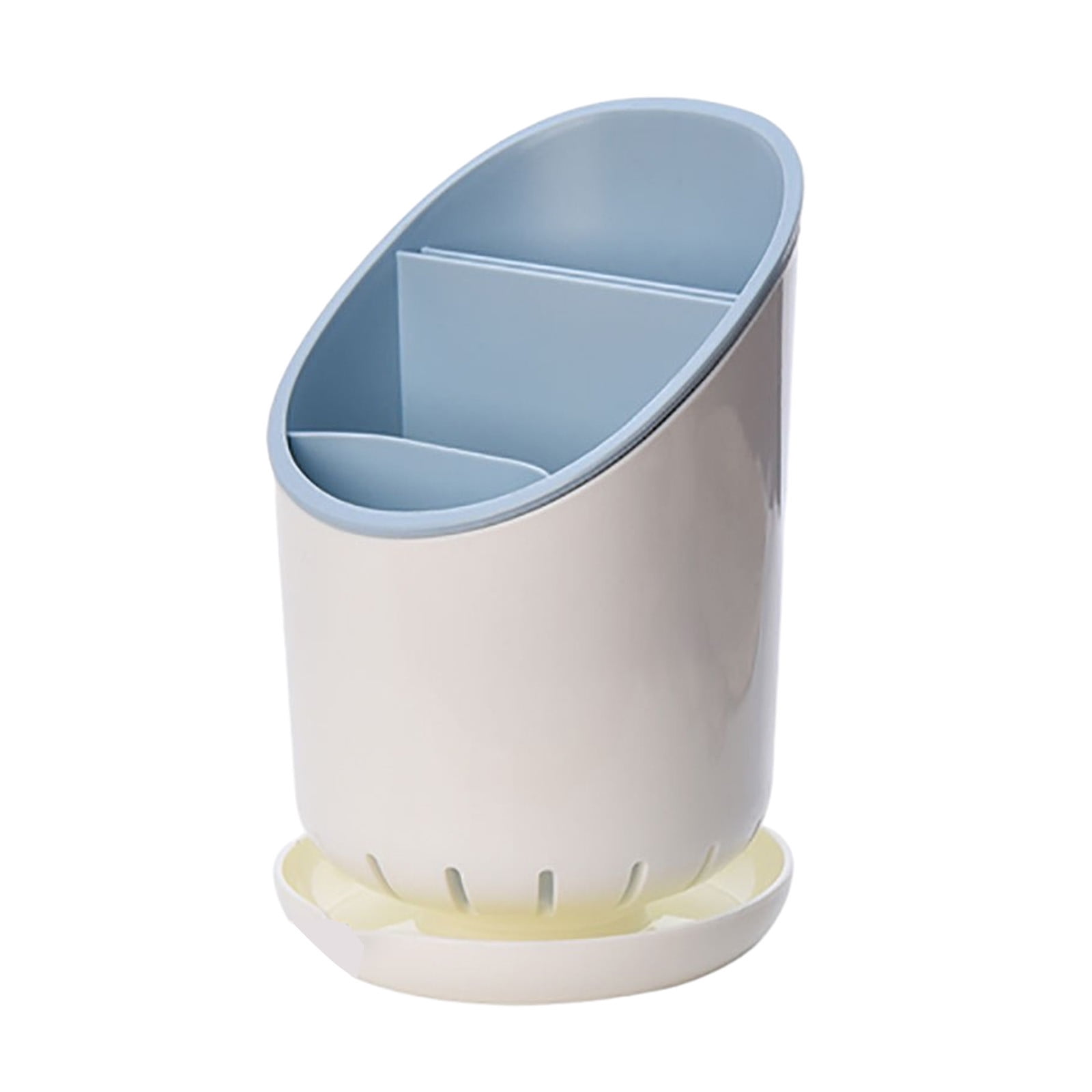 Kitchen Utensil Holder with Cover, 3 Compartment Countertop Plastic