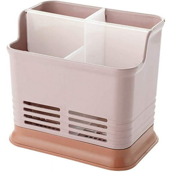 Kitchen Utensil Holder Cutlery Draining Storage Rack, Chopsticks Spoon Fork Organizer Basket with Hollow Partition Design, Best Helper for Cleaning Kitchen Sink Countertop Table Utensil