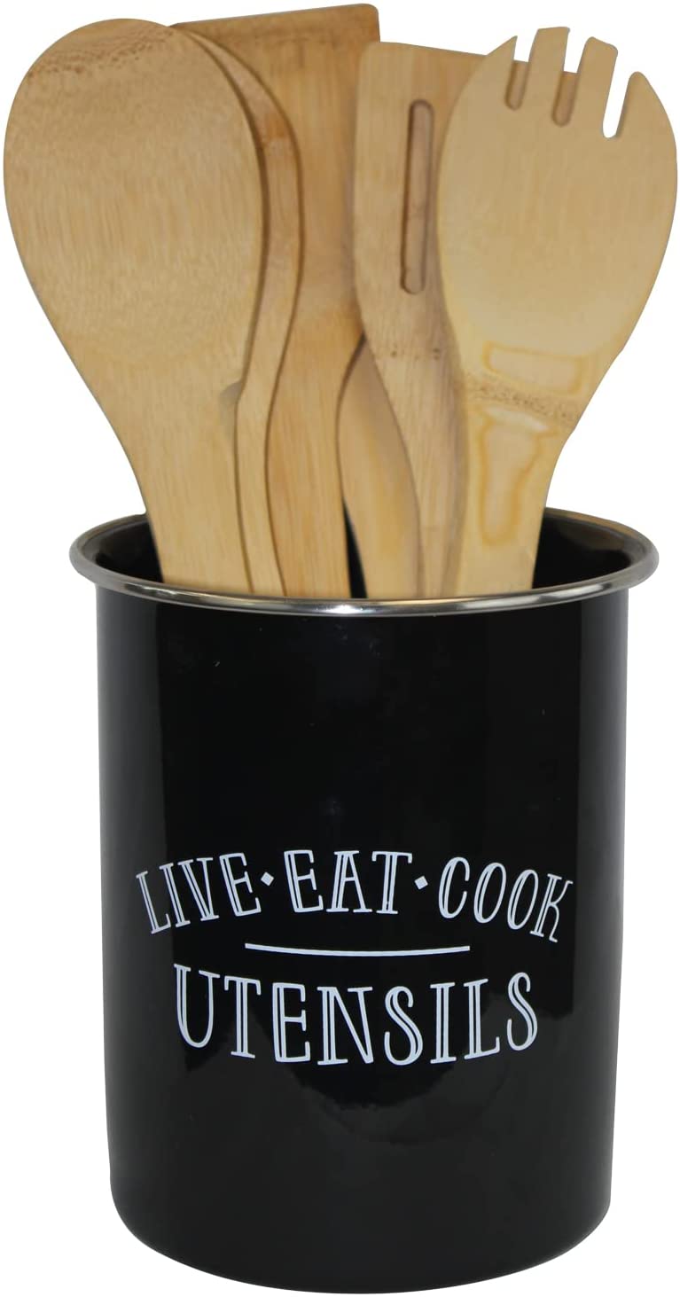 Kitchen Utensil Holder, Cutlery Tool Crock, Lightweight Kitchen Organizer Live Eat & Cook