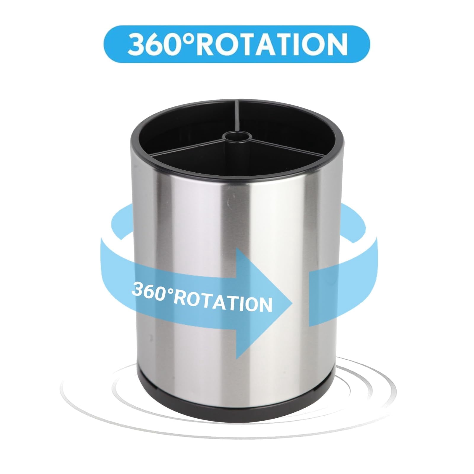 Silverware Container For Counter Kitchen Utensil Holder Extra Large 360°Rotating For Counter Organizer ...