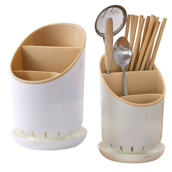 Kitchen Utensil Holder,For Countertop Organizer 3 Compartments,Storage Cooking Organizer Caddy Large Capacity Flatware Spoon Spatula Fork Gift(Beige)