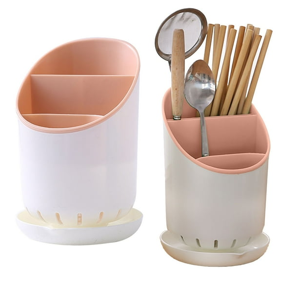 Kitchen Utensil Holder,For Countertop Organizer 3 Compartments,Storage Cooking Organizer Caddy Large Capacity Flatware Spoon Spatula Fork Gift(Pink)