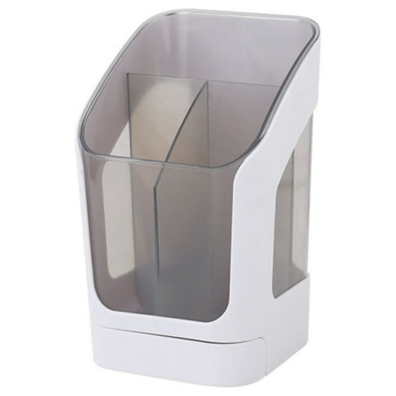 Kitchen Utensil Holder - PET+PS/3 Compartments, Drainage Design/Removable, for Chopsticks/Spoons/Countertop