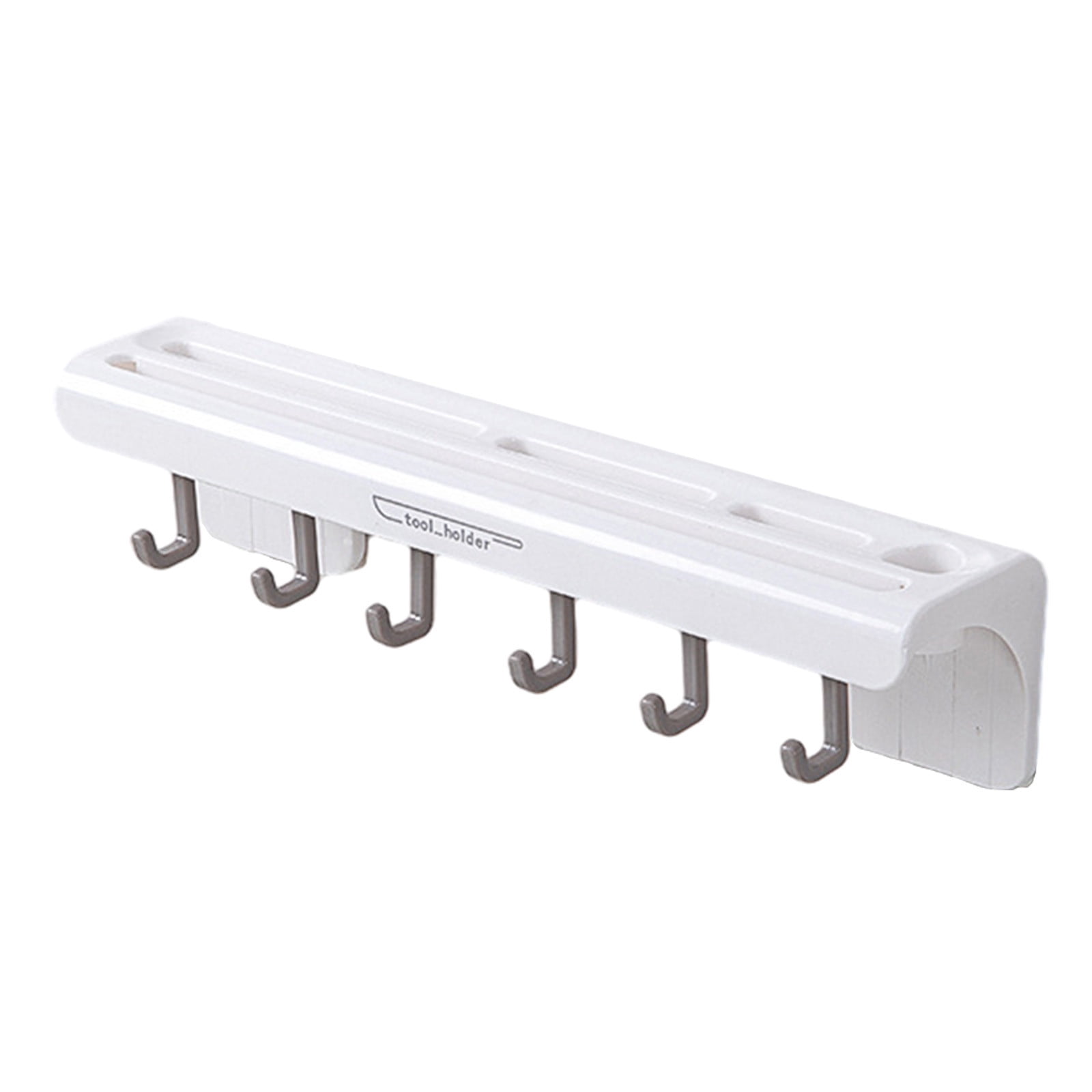 Kitchen Utensil Holder Rack, Wall Mounted Knife Holder, Cooking Utensil Rail Hanger, 6 Hooks for Spatula Spoon, Measuring Cups, Coffee Mug, Bathroom Utensil