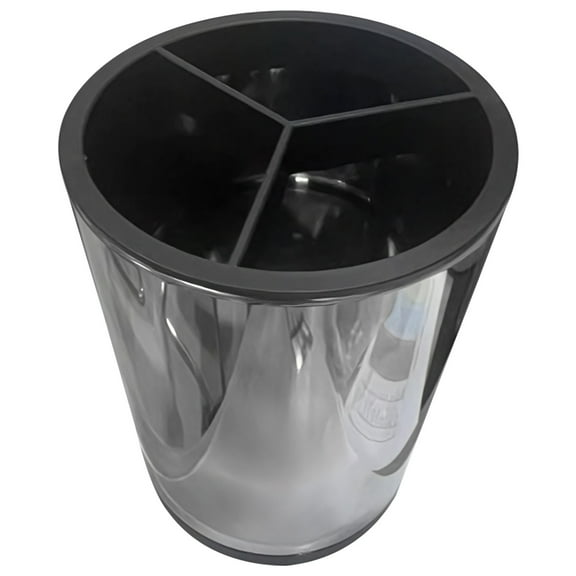 Kitchen Utensil Holder, Stainless Steel Countertop Organizer with 3 Compartments, 360 Rotating, Silver, 4.7 x 4.7 x 6.8 in / 12 x 12 x 17.3 cm