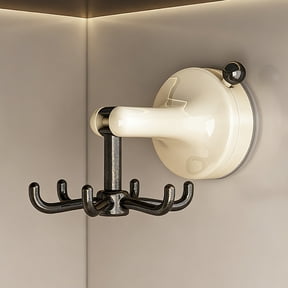 Kitchen Utensil Holder Suction Cup Hooks No Drill Wall Mounted Rotating Storage Rack for Spatulas, Ladles, and Scissors 6 Claw Hanger for Kitchen, Bathroom, Or Entryway Organization 1 Pack