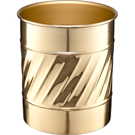 Kitchen Utensil Holder – Wave Embossed Metal Brushed Gold Utensil Holder, Decorative Utensil Crock for Kitchen Counter, Cooking Tool and Spatula Holder for Countertop, Caddy Organizer