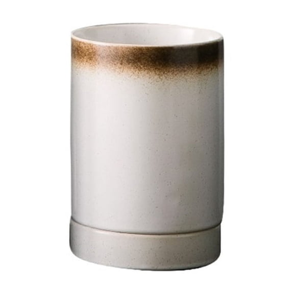 Kitchen Utensil Holder for Countertop - Ceramic Spoon Rack with Drain Tray