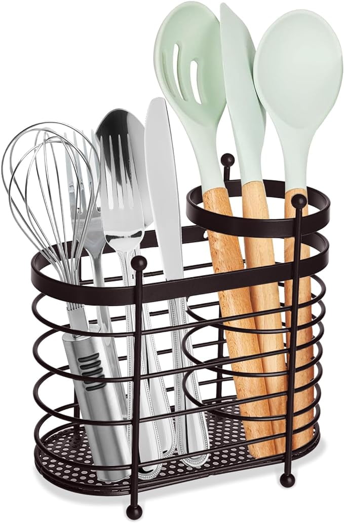 Kitchen Utensil Holder for Countertop, Metal Utensil Holder Rack Bronze ...