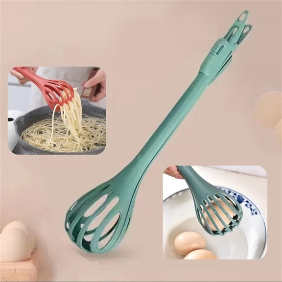 Kitchen Utensil Non toxic, Silicone Kitchen Utensils, 11.8 in, 1 Pc, Sage Green Kitchen Accessories, Two-in-one Whisk tongs, Kitchen Cooking Utensils