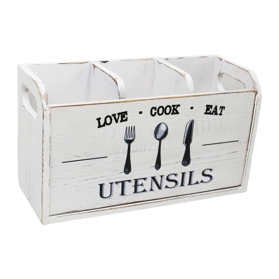 Kitchen Utensil Organizer Cutlery Holder Tableware Storage Crock Wood Construction for Home Restaurant Counter