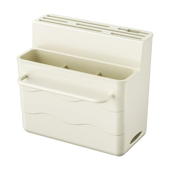 Kitchen Utensil Organizer with Knife Storage Rack, Drainable Cutlery Holder for Chopsticks Forks Spoons, Non-Tip Countertop Tableware Caddy, 1 Pack