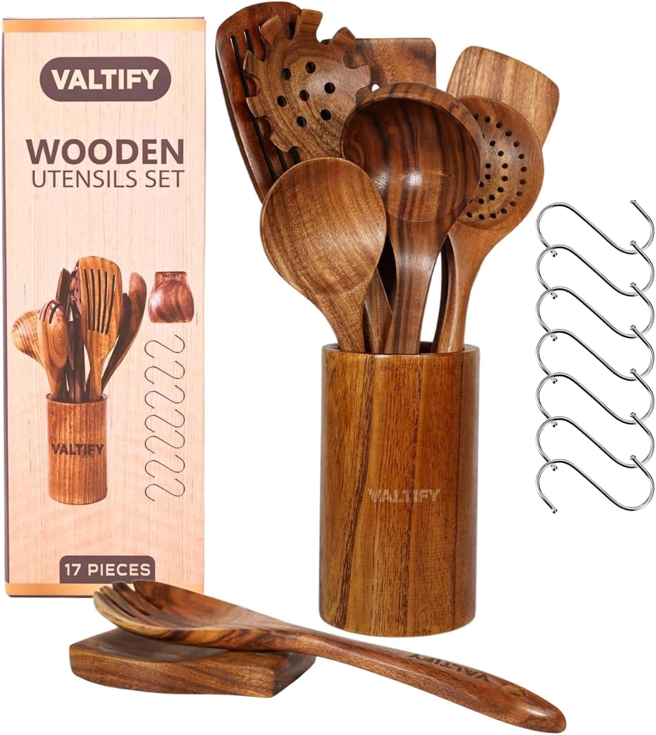 Kitchen Utensil Set, 17Piece Wooden Cooking Utensils with Comfort Grip — free download