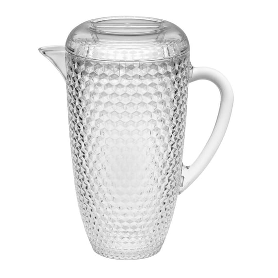 Kitchen Utensil Set 2.5 Quarts Water Pitcher with Lid, Diamond Cut Unbreakable Plastic Pitcher, Drink Pitcher, Juice Pitcher with Spout BPA Free,Kitchen Sink Caddy