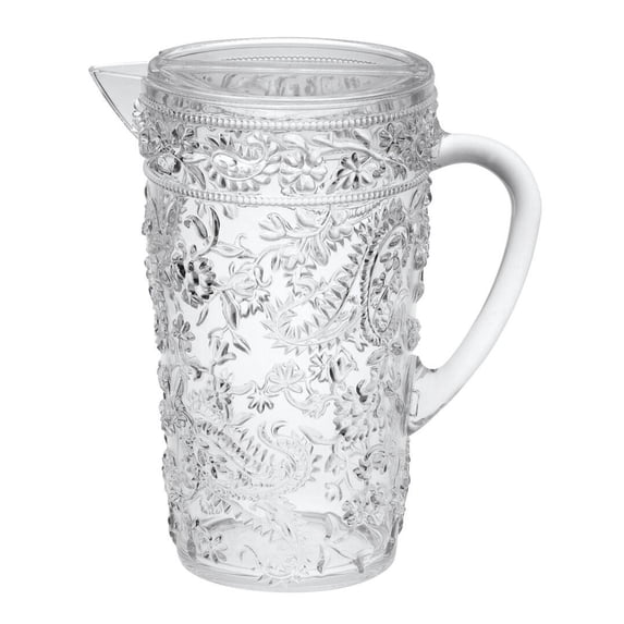 Kitchen Utensil Set 2.5 Quarts Water Pitcher with Lid, Paisley Unbreakable Plastic Pitcher, Drink Pitcher, Juice Pitcher with Spout BPA Free,Kitchen Sink Caddy