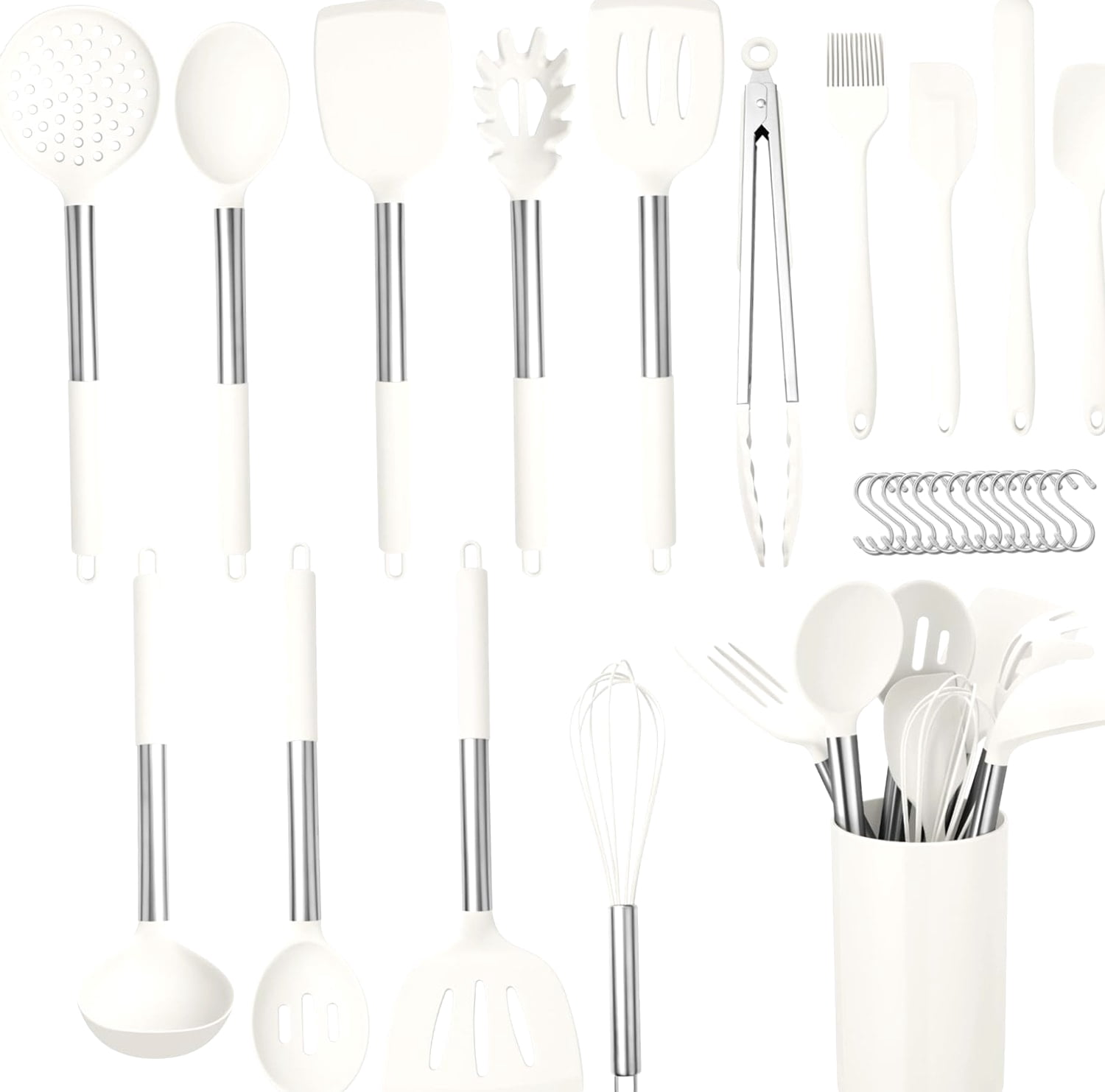 Kitchen Utensil Set 29 Piece, Silicone Cooking Tools with Stainless ...