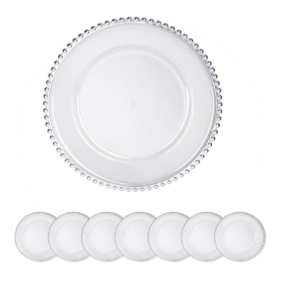 Kitchen Utensil Set, 8 Pack Plastic Charger Plate, D13", Silver Kitchen Sink Caddy,Plastic Kitchen Towel Holder, Kitchen Accessories 8 Pack Plastic Charger Plate, D13"