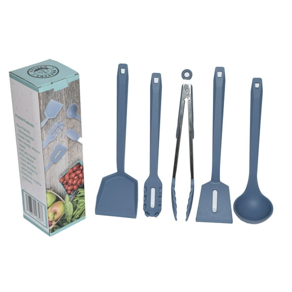 Kitchen Utensil Set  Eco Friendly, Ocean Safe 5 PCS with Soft Grip handles