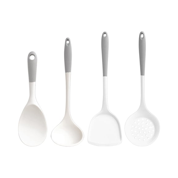 Kitchen Utensil Set Four Piece Cooking Tools with Ergonomic Handles Includes Spoon Ladle Turner and Slotted Spoon for Home Use