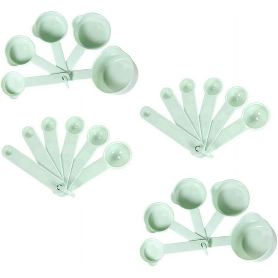 Kitchen Utensil Set Mini Spoon 4 Sets Plastic Measuring And Cups Set Stackable Coffee Measure Scoop For Coffee Beans Ground Beans Tea Grains Protein (Green) Kitchen Utensil Set Mini Spoon