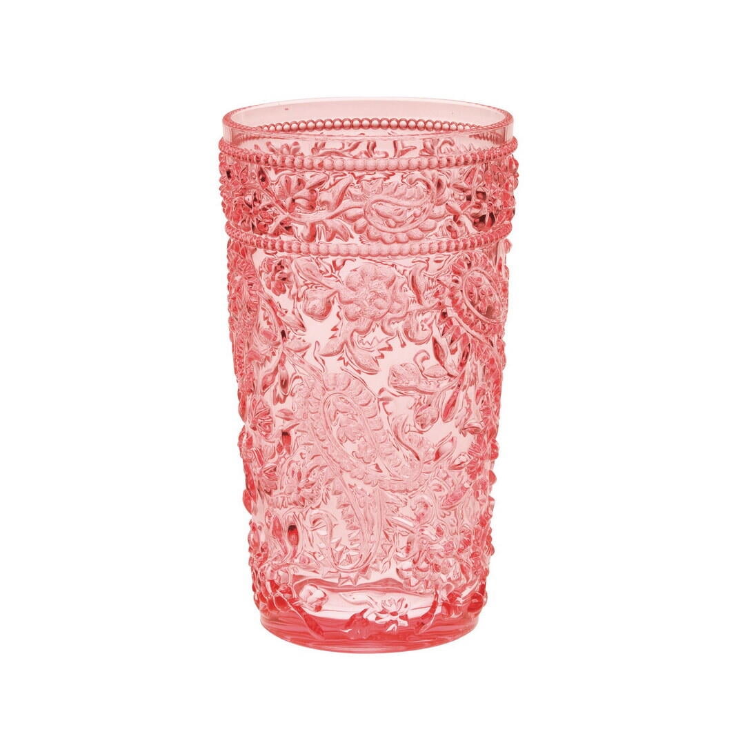 Kitchen Utensil Set Paisley Acrylic Glasses Drinking Set of 4 Hi Ball (17oz), Plastic Drinking Glasses, BPA Free Cocktail Glasses, Drinkware Set, Drinking Water Glasses,Kitchen Sink Caddy