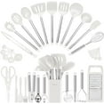 thumbnail image 1 of Kitchen Utensil Set-Silicone Cooking Utensils-33 Kitchen Gadgets & Spoons for Nonstick Cookware-Silicone and Stainless Steel Spatula Set-Best Kitchen Tools BPA FREE (Cream White), 1 of 7
