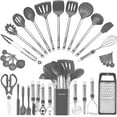 thumbnail image 1 of Kitchen Utensil Set-Silicone Cooking Utensils-33 Kitchen Gadgets & Spoons for Nonstick Cookware-Silicone and Stainless Steel Spatula Set-Best Kitchen Tools, Useful Pots (Grey), 1 of 7
