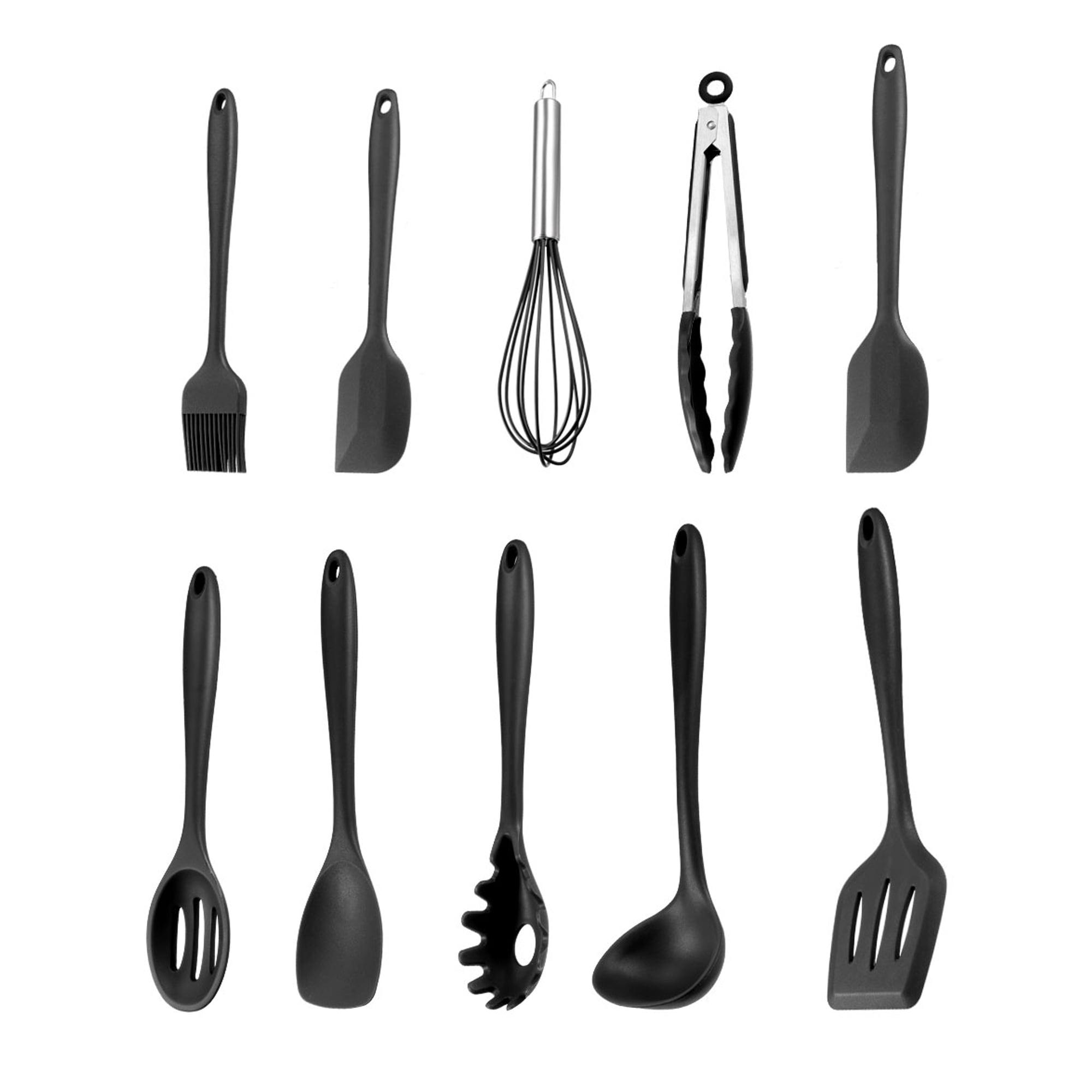 Kitchen Utensil Set of 10, Stainless Steel Silicone Cooking Utensils